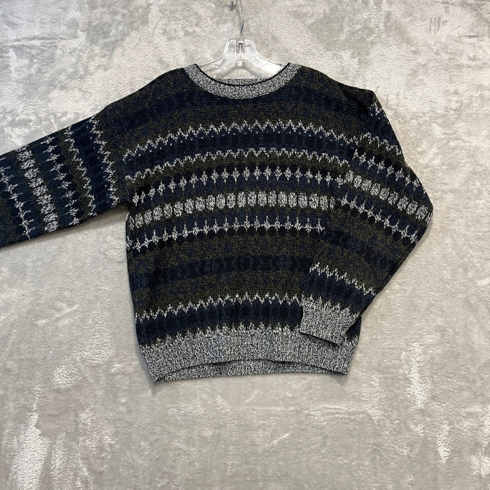 Michael Gerald Sweater Mens M Multi-Color Fair Isle Knit Crewneck Grandpa Cosby